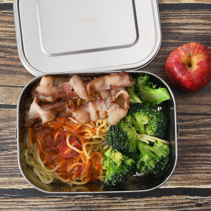 UPTRUST Leak Proof Stainless Steel Lunch Food Container, Large Bento Boxes Metal Lunch Box for Kids or Adults - Lockable Clips (1400ML/47oz) - Image 3